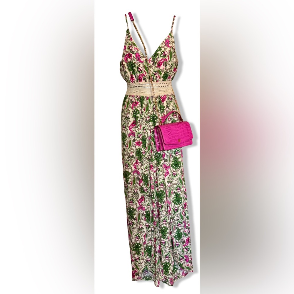 Toxik 3 pink & green split leg romper, small